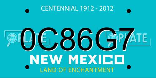 0C86G7 New Mexico License Plate