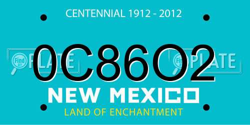 0C86O2 New Mexico License Plate