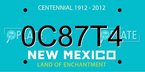 0C87T4 New Mexico License Plate