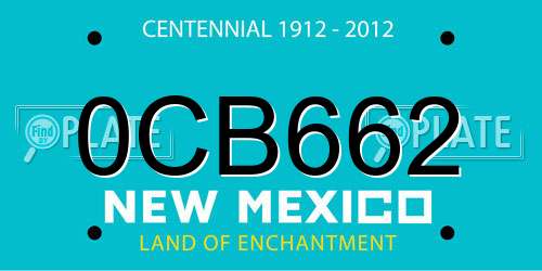 0CB662 New Mexico License Plate