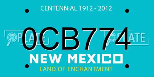 0CB774 New Mexico License Plate