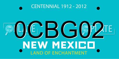 0CBG02 New Mexico License Plate