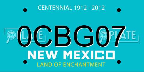 0CBG07 New Mexico License Plate