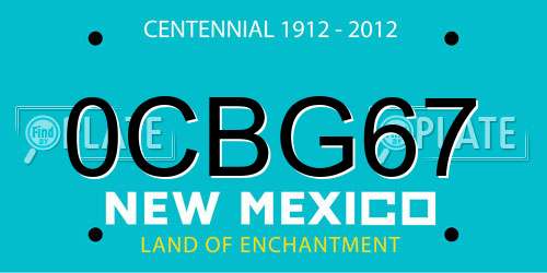 0CBG67 New Mexico License Plate