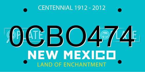 0CBO474 New Mexico License Plate