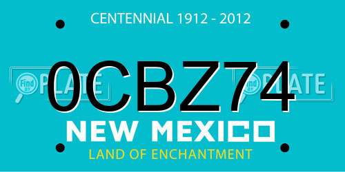 0CBZ74 New Mexico License Plate