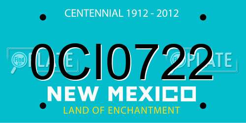 0CI0722 New Mexico License Plate