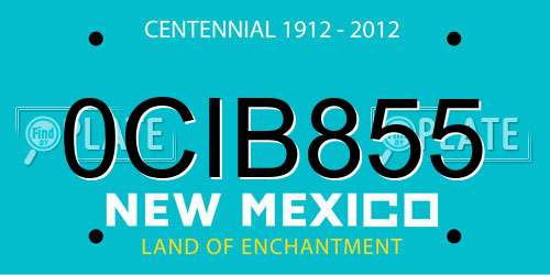 0CIB855 New Mexico License Plate