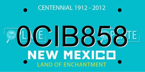 0CIB858 New Mexico License Plate