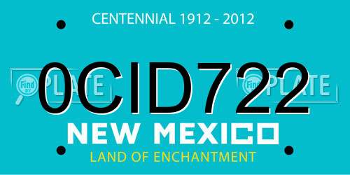 0CID722 New Mexico License Plate