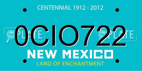 0CIO722 New Mexico License Plate