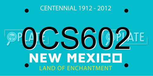 0CS602 New Mexico License Plate