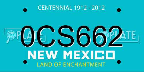 0CS662 New Mexico License Plate