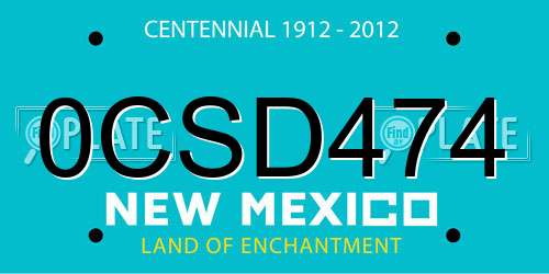 0CSD474 New Mexico License Plate