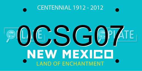 0CSG07 New Mexico License Plate