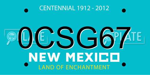 0CSG67 New Mexico License Plate