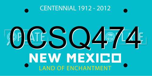 0CSQ474 New Mexico License Plate