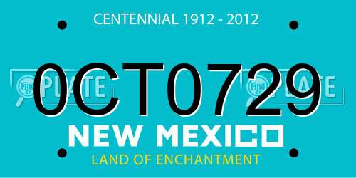 0CT0729 New Mexico License Plate