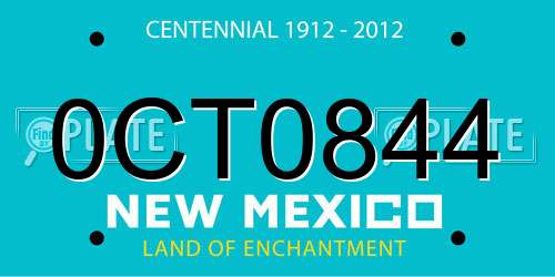 0CT0844 New Mexico License Plate