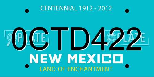 0CTD422 New Mexico License Plate