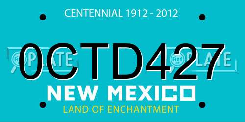 0CTD427 New Mexico License Plate