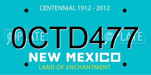 0CTD477 New Mexico License Plate