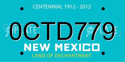 0CTD779 New Mexico License Plate