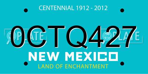 0CTQ427 New Mexico License Plate