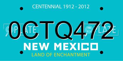 0CTQ472 New Mexico License Plate