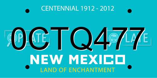 0CTQ477 New Mexico License Plate