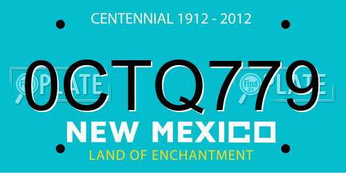 0CTQ779 New Mexico License Plate