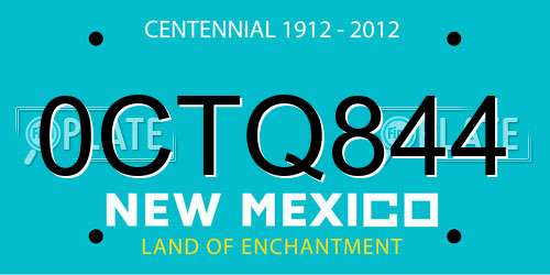 0CTQ844 New Mexico License Plate
