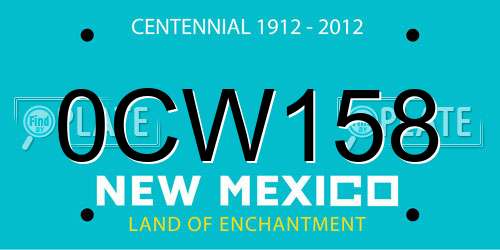 0CW158 New Mexico License Plate