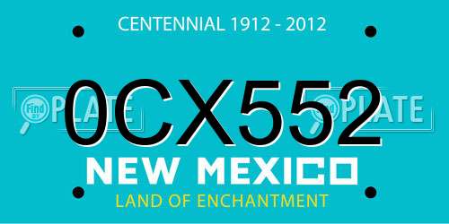 0CX552 New Mexico License Plate