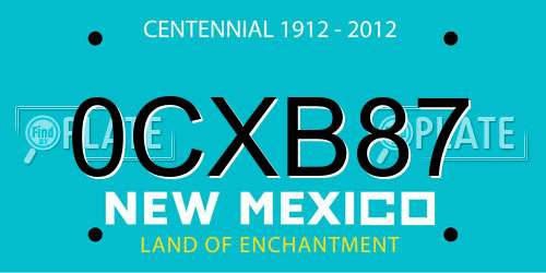0CXB87 New Mexico License Plate