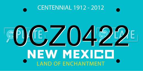 0CZ0422 New Mexico License Plate