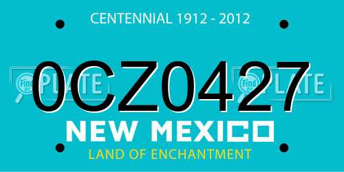 0CZ0427 New Mexico License Plate