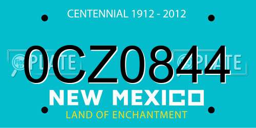 0CZ0844 New Mexico License Plate