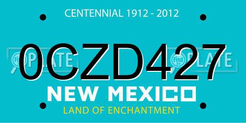 0CZD427 New Mexico License Plate