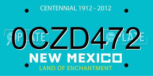0CZD472 New Mexico License Plate