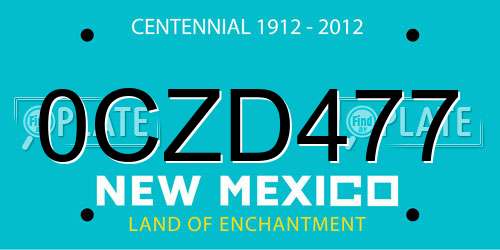 0CZD477 New Mexico License Plate