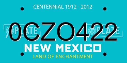 0CZO422 New Mexico License Plate