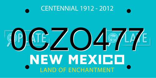 0CZO477 New Mexico License Plate