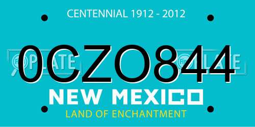 0CZO844 New Mexico License Plate