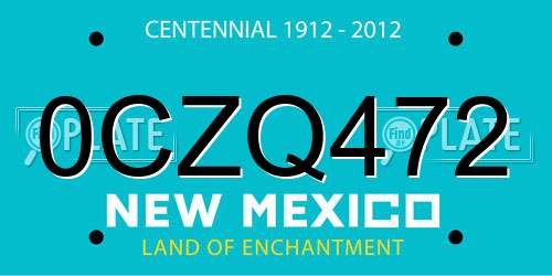 0CZQ472 New Mexico License Plate