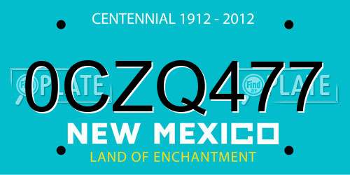 0CZQ477 New Mexico License Plate