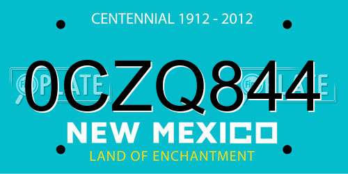 0CZQ844 New Mexico License Plate