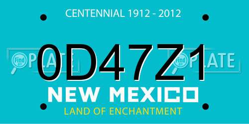 0D47Z1 New Mexico License Plate