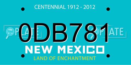 0DB781 New Mexico License Plate