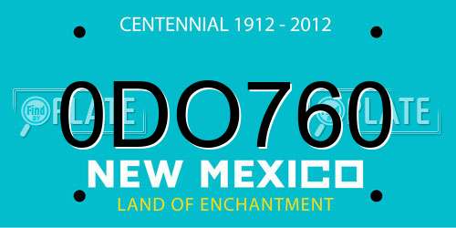 0DO760 New Mexico License Plate
